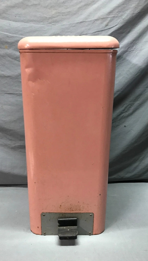 Antique Pink Deco Metal Dental Medical Industrial Waste Trash Can 1096-25B