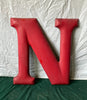 Vtg 24" Tall Red Porcelain Gas Service Station Metal Letter N Sign Old 219-25E