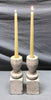Pair Turned 9" Wood Shabby White Spindles Candle Stick Holders Chic 1730-24B