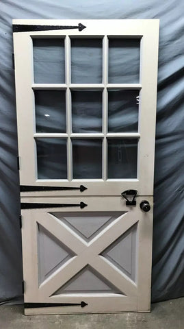 Vintage Solid Wood Dutch Door 9 Lite 36x79 Shabby White Entryway Old 1711-24B
