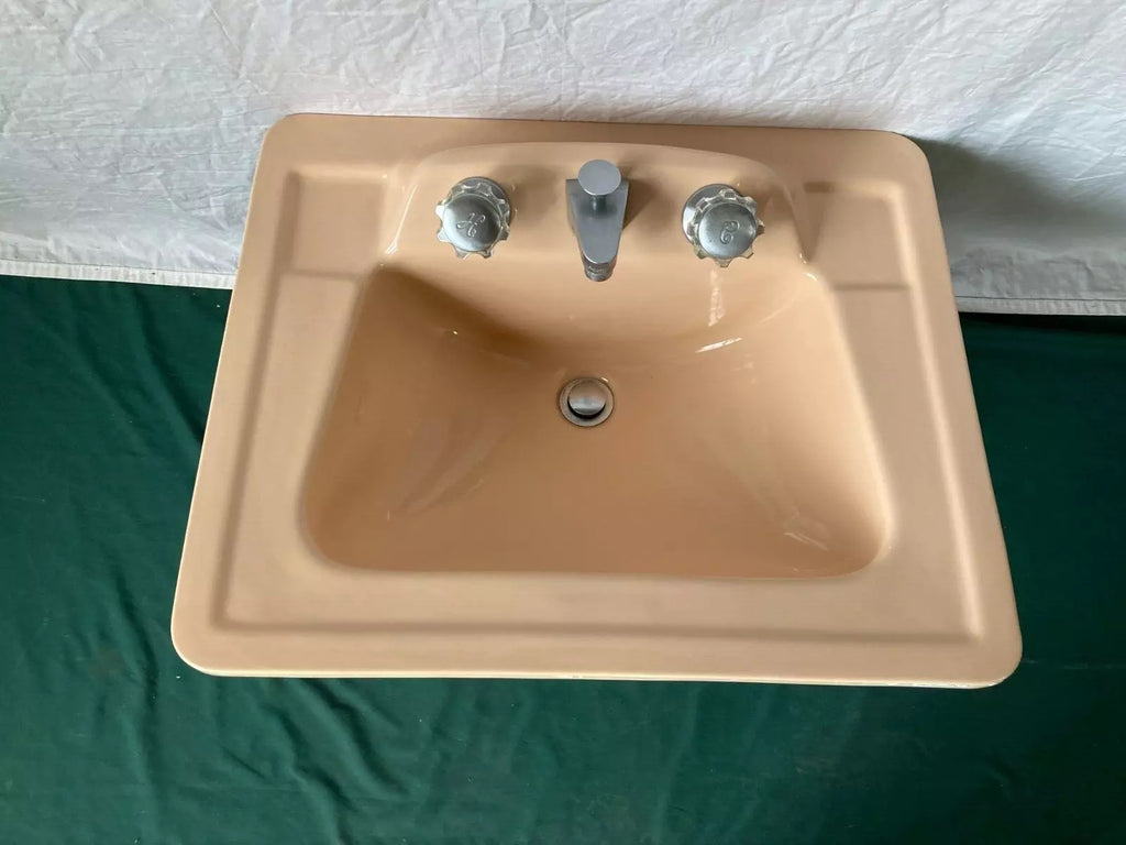 Vtg Ceramic Tan 24x20 Drop In Sink American Standard Old Bath Lavatory 304-24E