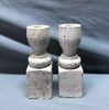 Pair Turned 9" Wood Shabby White Spindles Candle Stick Holders Chic 1730-24B