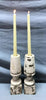 Pair Turned 10" Wood Shabby White Spindles Candle Stick Chunky Holders 1729-24B