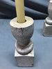 Pair Turned 9" Wood Shabby White Spindles Candle Stick Holders Chic 1730-24B