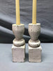 Pair Turned 9" Wood Shabby White Spindles Candle Stick Holders Chic 1730-24B