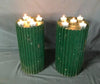 Two 14" Fluted Wood Shabby Chunky Chic Plant Candle Holder Stands VTG 1817-24B