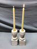 Pair Turned 9" Wood Shabby White Spindles Candle Stick Holders Chic 1730-24B