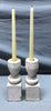 Pair Turned 9" Wood Shabby White Spindles Candle Stick Holders Chic 1730-24B