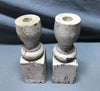 Pair Turned 9" Wood Shabby White Spindles Candle Stick Holders Chic 1731-24B