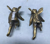 Vintage Pair Metal 4" Angels Figures Brass Love Cupids Old 1734-24B