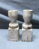 Pair Turned 9" Wood Shabby White Spindles Candle Stick Holders Chic 1731-24B