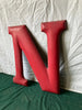 Vtg 24" Tall Red Porcelain Gas Service Station Metal Letter N Sign Old 219-25E