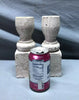 Pair Turned 9" Wood Shabby White Spindles Candle Stick Holders Chic 1730-24B