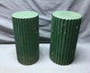 Two 14" Fluted Wood Shabby Chunky Chic Plant Candle Holder Stands VTG 1817-24B