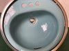Vtg Mid Century 18" Cast Iron Regency Blue Round Drop in Bath Sink 35-25E