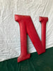Vtg 24" Tall Red Porcelain Gas Service Station Metal Letter N Sign Old 219-25E