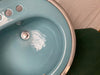 Vtg Mid Century 18" Cast Iron Regency Blue Round Drop in Bath Sink 35-25E