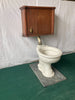 Antique White Porcelain Ornate Embossed Toilet Bowl Oak Tank Vtg Acme Old 95-24E
