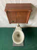 Antique White Porcelain Ornate Embossed Toilet Bowl Oak Tank Vtg Acme Old 95-24E