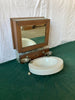 Antique Folding Railroad Passenger Car Wash Sink Water Tank Mirror Vtg 97-24E