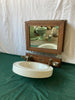 Antique Folding Railroad Passenger Car Wash Sink Water Tank Mirror Vtg 97-24E