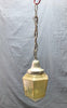 Antique brass Hanging Ceiling 6" Amber Yellow Textured Glass Globe VTG 1430-22B