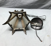 VTG Mid Century Metal Exterior Glass Ceiling Light Fixture Old Black 1537-22B