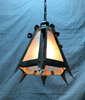 VTG Mid Century Metal Exterior Glass Ceiling Light Fixture Old Black 1537-22B