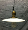 Antique Brass Light Fixture VTG 9" Milk Glass Saucer Shade 237-22B