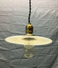 Antique Brass Light Fixture VTG 9" Milk Glass Saucer Shade 237-22B