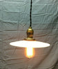Antique Brass Light Fixture VTG 9" Milk Glass Saucer Shade 237-22B