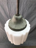 VTG 9" Textured Milk Glass Holophane Hanging Ceiling Light on Pole Old 1432-22B