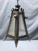 VTG Mid Century Metal Exterior Glass Ceiling Light Fixture Old Black 1537-22B