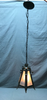 VTG Mid Century Metal Exterior Glass Ceiling Light Fixture Old Black 1537-22B