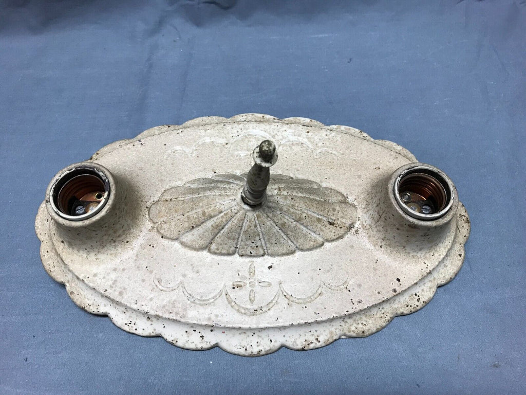 VTG Decorative Double Cast Iron Ceiling Flush Mount Light Fixture Old 1767-22B
