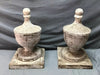 Antique Vintage Pair 17" Turned Wood Shabby White Post Finials Chic Old 1699-24B