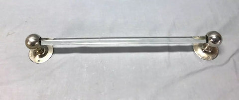 Antique 17" Glass Nickel Brass Towel Bar Ball End Brasscrafters VTG Old 1974-24B