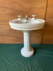 Antique Oval White Fluted Pedestal Sink Standard Tiffin Old Vtg Bathroom 374-24E