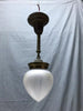 Antique Brass Hanging Onion Textured Glass Ceiling Light Fixture VTG 1726-23B