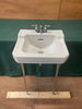 Vintage Deco 20x18 Mid Century White Wall Sink Chrome legs Old Standard 408-24E