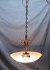 VTG Art Deco Brass Glass Ceiling Florete Light Fixture Shabby Old Chic 11-25B