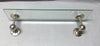 Antique 20" Glass Shelf Nickel Plated Brass Wall Brackets VTG Old 1810-24B