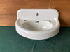 Vintage 27x15 Cast Iron White Porcelain High Back Half Round Wall Sink 34-25E