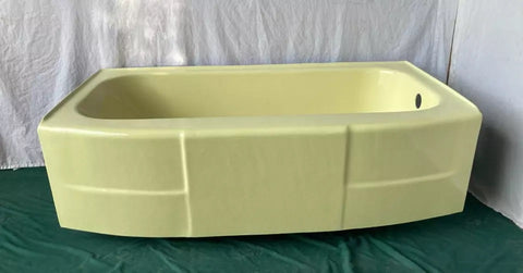 Vtg 60x32 Cast Iron Citrus Yellow Porcelain Crane Criterion Skirted Tub 436-24E