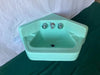 Vtg Mid Century 24" Jadeite Ming Green Corner Wall Sink Standard Bath 371-24E