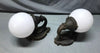 Antique VTG Pair Cast Iron Exterior Wall Sconces White Glass Globes Light Old 2-25B