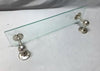 Antique 20" Glass Shelf Nickel Plated Brass Wall Brackets VTG Old 1810-24B