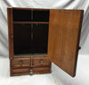 Antique Country Lodge Wood Medicine Cabinet Cupboard Oval Mirror Drawers 116-24B