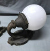 Antique VTG Pair Cast Iron Exterior Wall Sconces White Glass Globes Light Old 2-25B