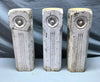 Set Three 16" Tall Wood Shabby Bullseye Chunky Candle Holders VTG 1809-24B